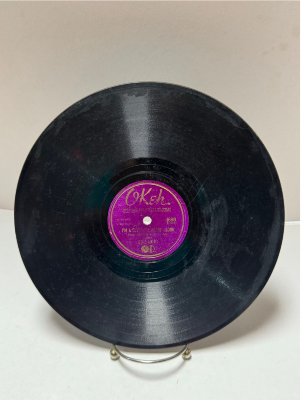 Vintage Okeh Gene Autry Jingle Jangle Jingle shellac 78 Rpm Record 10”